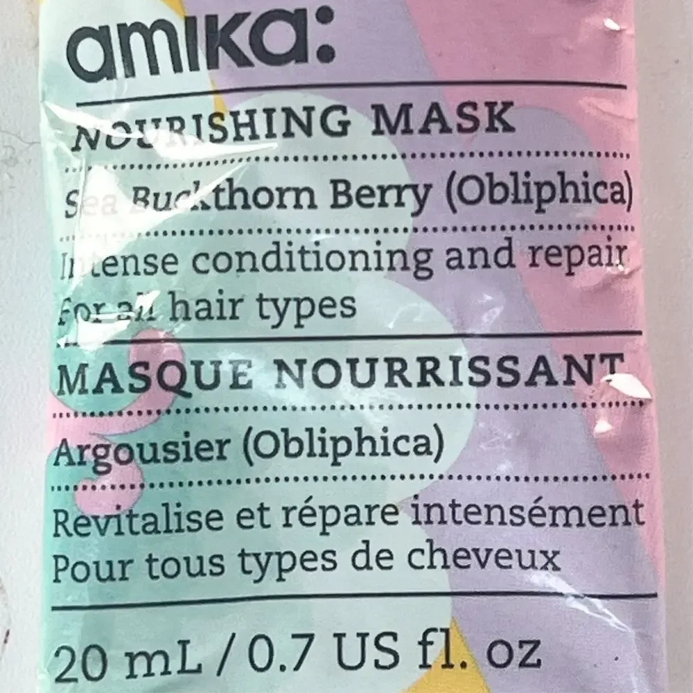 Amika Soulfood Nourishing Hair Mask Sew Buckthorn Berry Travel .7 fl oz 20ml New